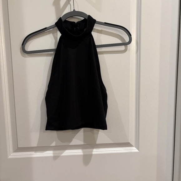 Cooperative Urban Outfitters Halter Crop-Top Black Racer back W/Ruffle - Picture 1 of 10